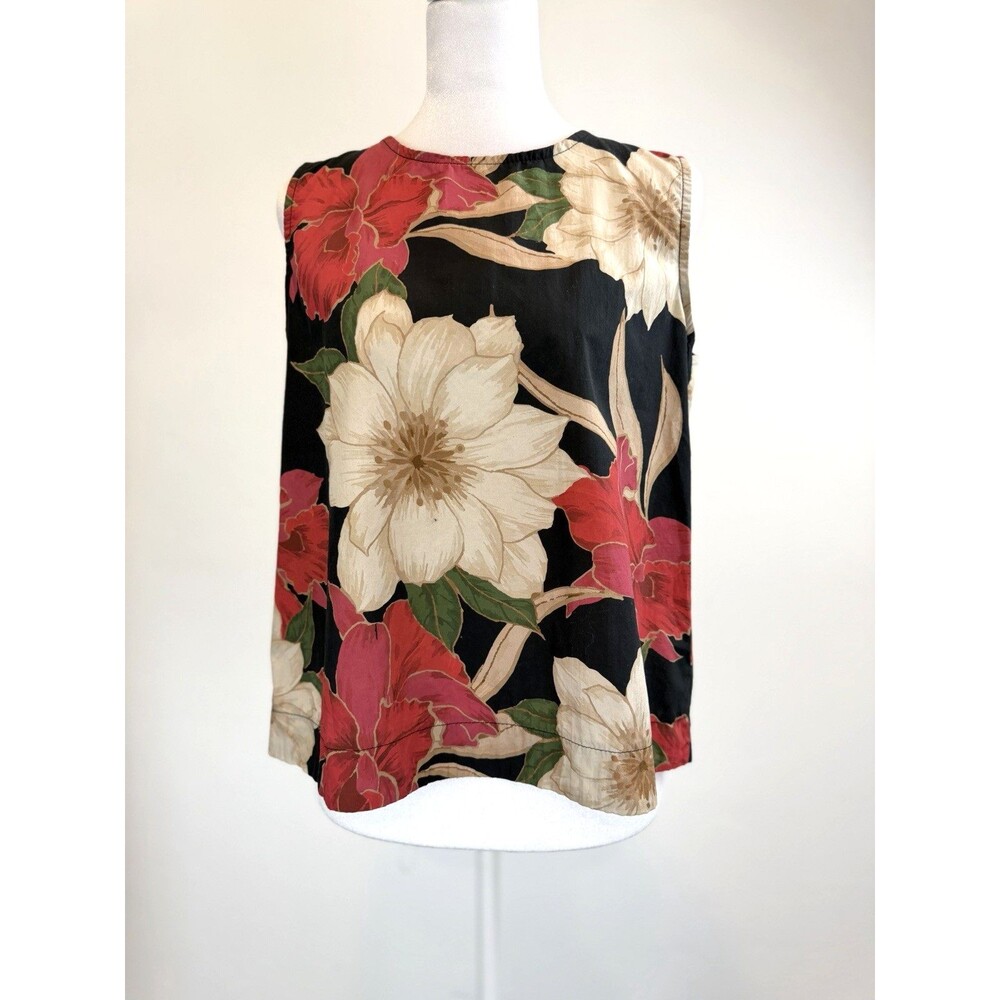 MyaStreet Floral Sleeveless Cotton Blouse Made in Italy Medium